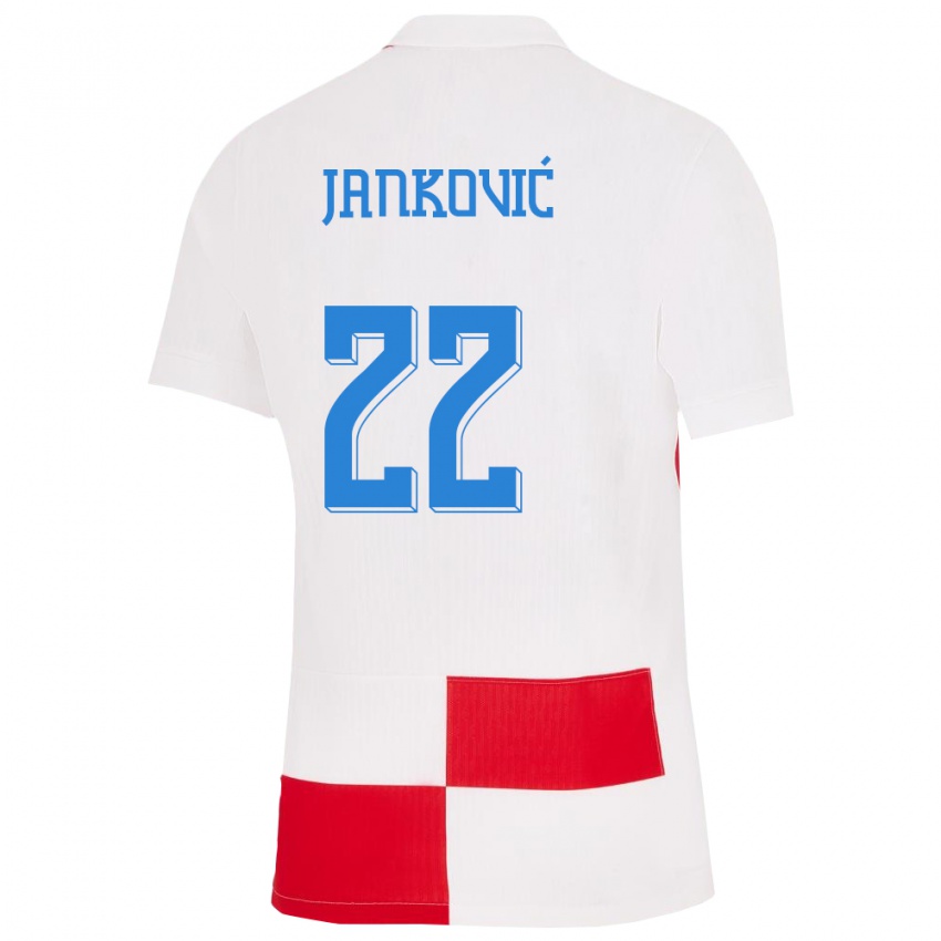 Kinder Kroatien Niko Jankovic #22 Weiß Rot Heimtrikot Trikot 24-26 T-Shirt