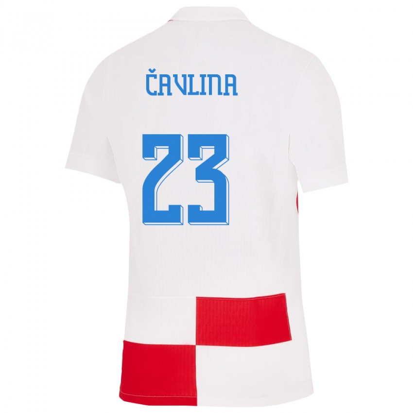 Kinder Kroatien Nikola Cavlina #23 Weiß Rot Heimtrikot Trikot 24-26 T-Shirt