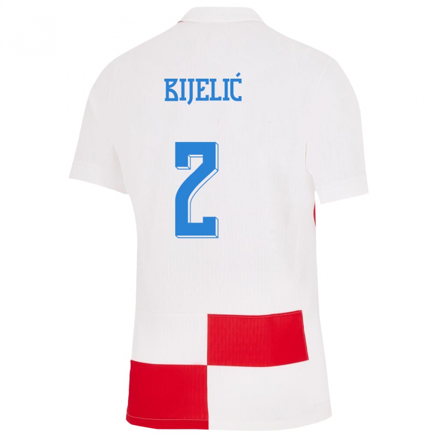 Kinder Kroatien Dario Bijelic #2 Weiß Rot Heimtrikot Trikot 24-26 T-Shirt