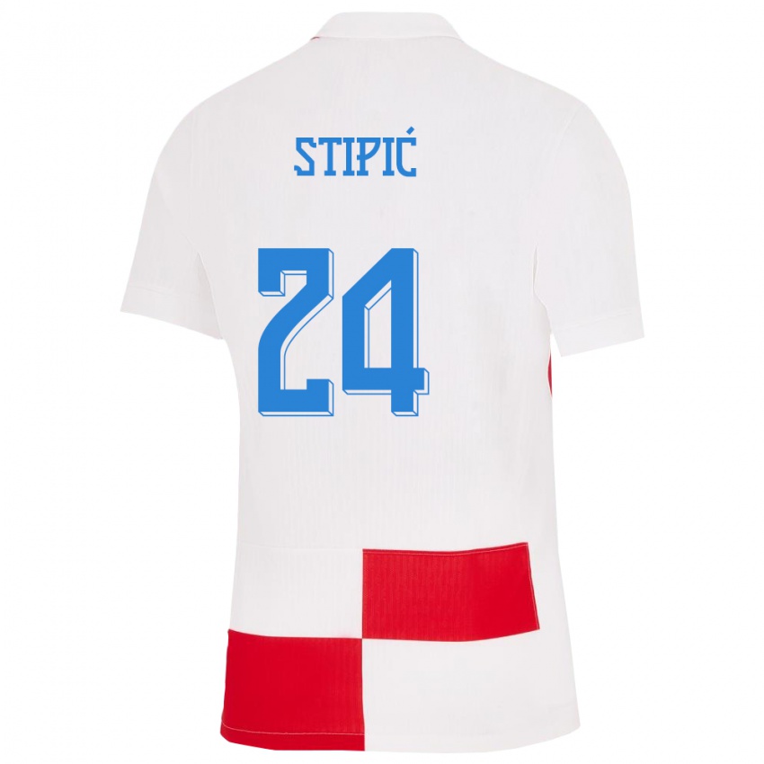 Kinder Kroatien Mihael Stipic #24 Weiß Rot Heimtrikot Trikot 24-26 T-Shirt
