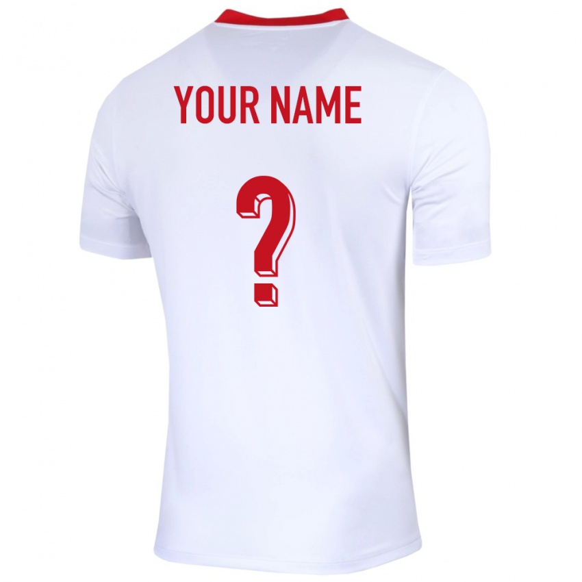 Kinder Polen Ihren Namen #0 Weiß Heimtrikot Trikot 24-26 T-Shirt