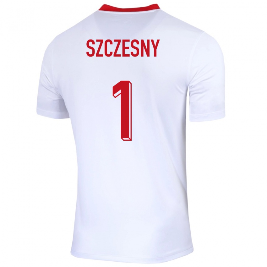 Kinder Polen Wojciech Szczesny #1 Weiß Heimtrikot Trikot 24-26 T-Shirt