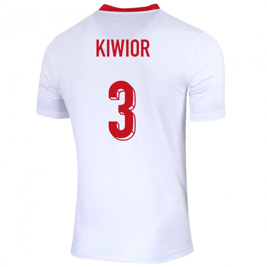 Kinder Polen Jakub Kiwior #3 Weiß Heimtrikot Trikot 24-26 T-Shirt