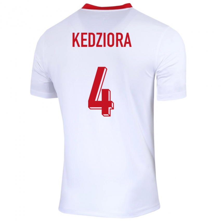 Kinder Polen Tomasz Kedziora #4 Weiß Heimtrikot Trikot 24-26 T-Shirt
