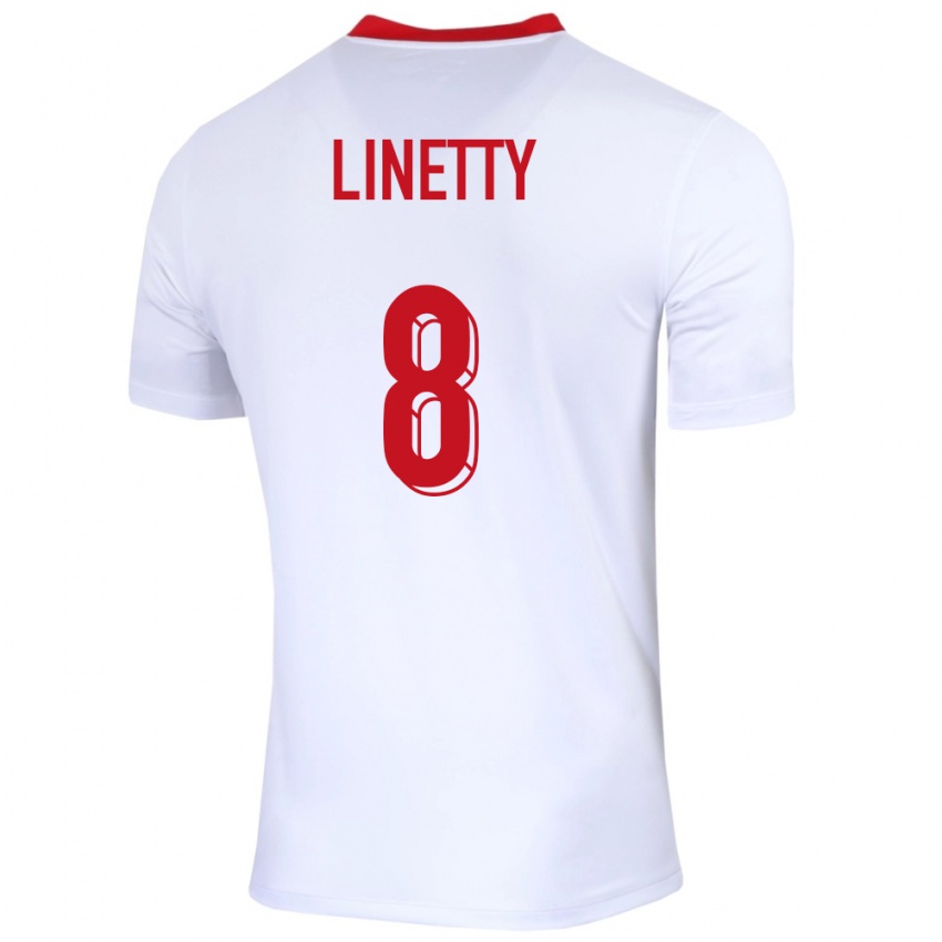 Kinder Polen Karol Linetty #8 Weiß Heimtrikot Trikot 24-26 T-Shirt