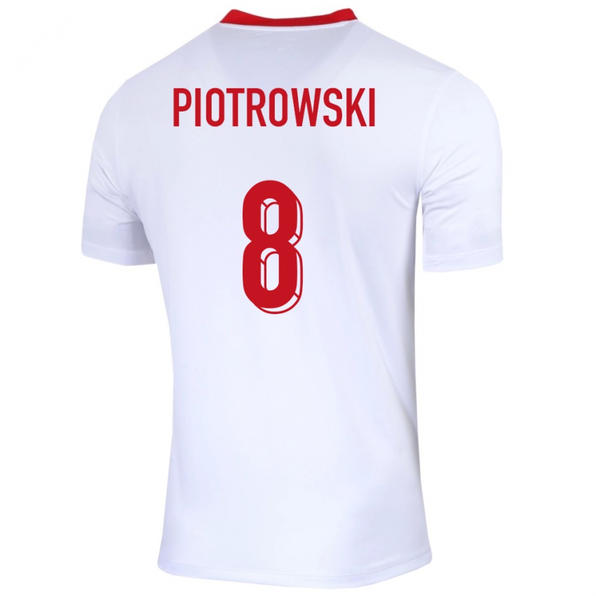 Kinder Polen Jakub Piotrowski #8 Weiß Heimtrikot Trikot 24-26 T-Shirt