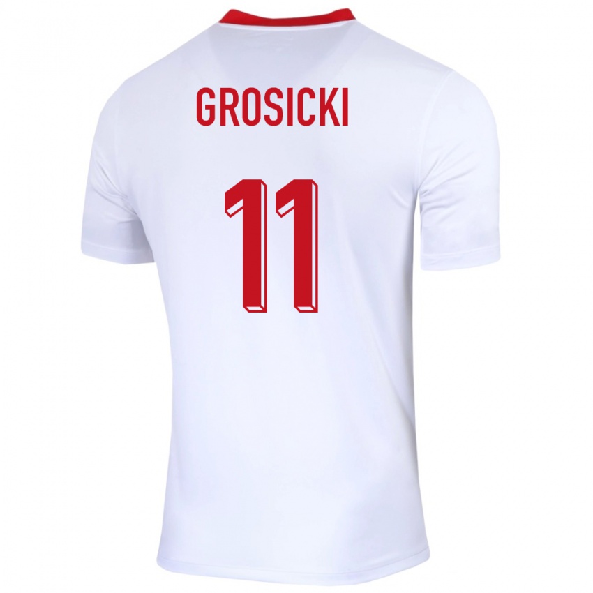 Kinder Polen Kamil Grosicki #11 Weiß Heimtrikot Trikot 24-26 T-Shirt