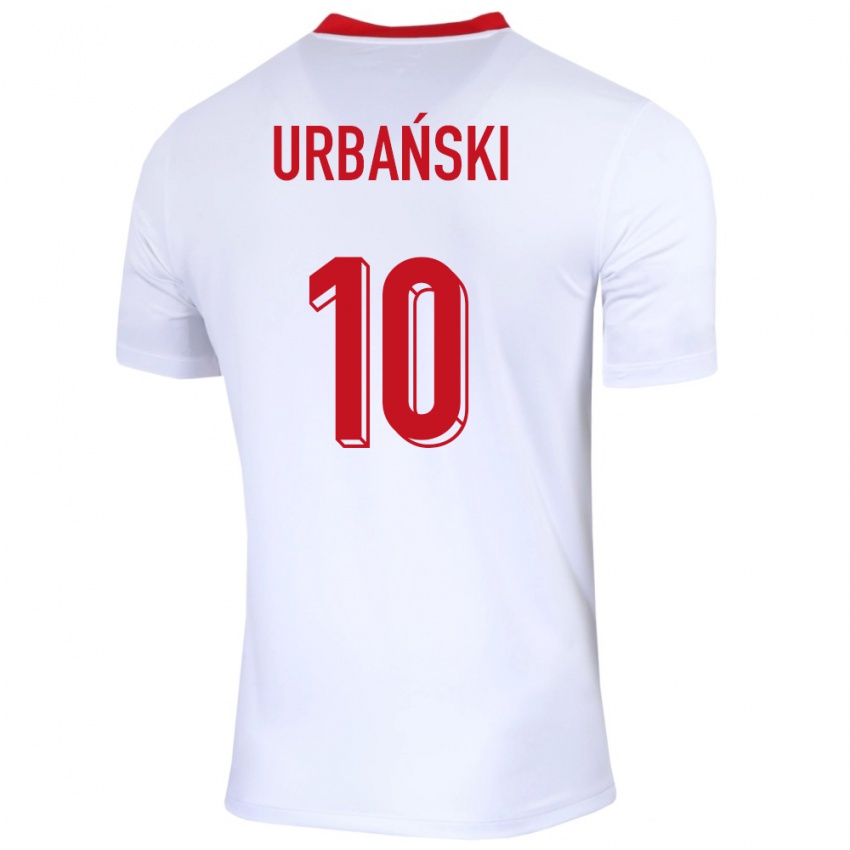 Kinder Polen Kacper Urbanski #10 Weiß Heimtrikot Trikot 24-26 T-Shirt