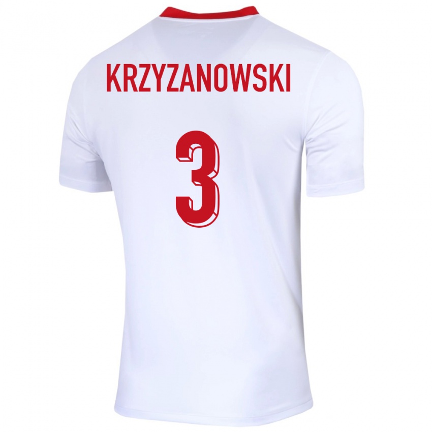 Kinder Polen Jakub Krzyzanowski #3 Weiß Heimtrikot Trikot 24-26 T-Shirt