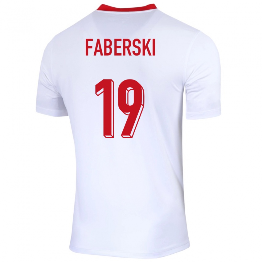 Kinder Polen Jan Faberski #19 Weiß Heimtrikot Trikot 24-26 T-Shirt