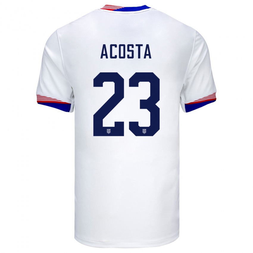 Kinder Vereinigte Staaten Kellyn Acosta #23 Weiß Heimtrikot Trikot 24-26 T-Shirt