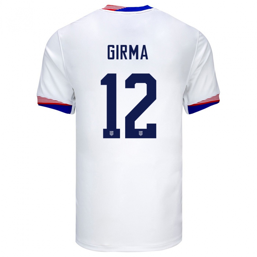 Kinder Vereinigte Staaten Naomi Girma #12 Weiß Heimtrikot Trikot 24-26 T-Shirt