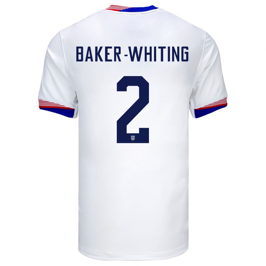 Kinder Vereinigte Staaten Reed Baker Whiting #2 Weiß Heimtrikot Trikot 24-26 T-Shirt