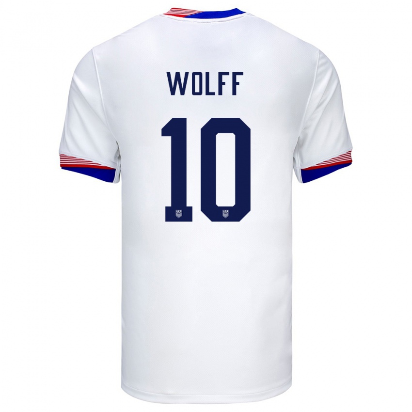 Kinder Vereinigte Staaten Owen Wolff #10 Weiß Heimtrikot Trikot 24-26 T-Shirt