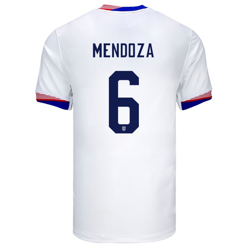 Kinder Vereinigte Staaten Edwyn Mendoza #6 Weiß Heimtrikot Trikot 24-26 T-Shirt