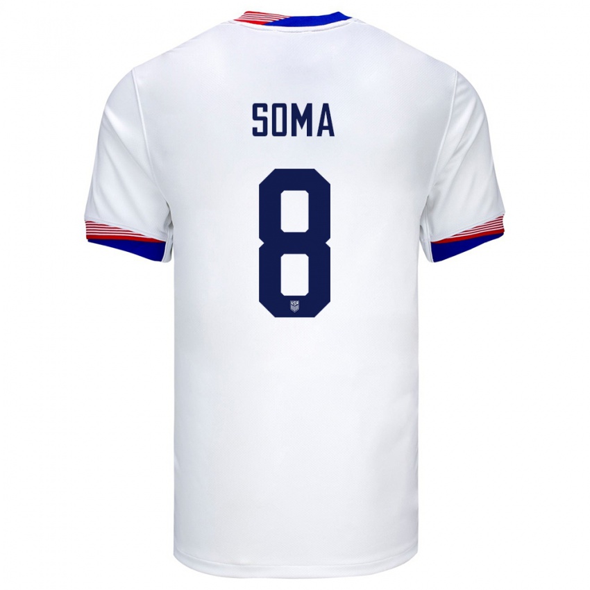 Kinder Vereinigte Staaten Pedro Soma #8 Weiß Heimtrikot Trikot 24-26 T-Shirt