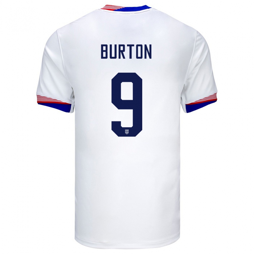 Kinder Vereinigte Staaten Micah Burton #9 Weiß Heimtrikot Trikot 24-26 T-Shirt