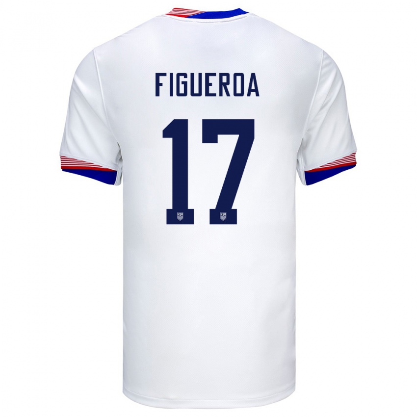 Kinder Vereinigte Staaten Keyrol Figueroa #17 Weiß Heimtrikot Trikot 24-26 T-Shirt