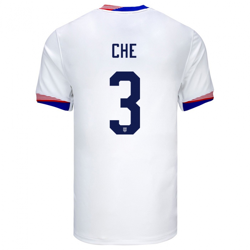 Kinder Vereinigte Staaten Justin Che #3 Weiß Heimtrikot Trikot 24-26 T-Shirt