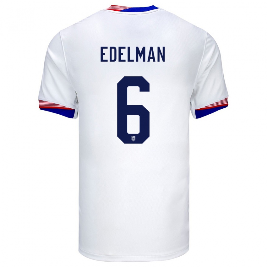 Kinder Vereinigte Staaten Daniel Edelman #6 Weiß Heimtrikot Trikot 24-26 T-Shirt