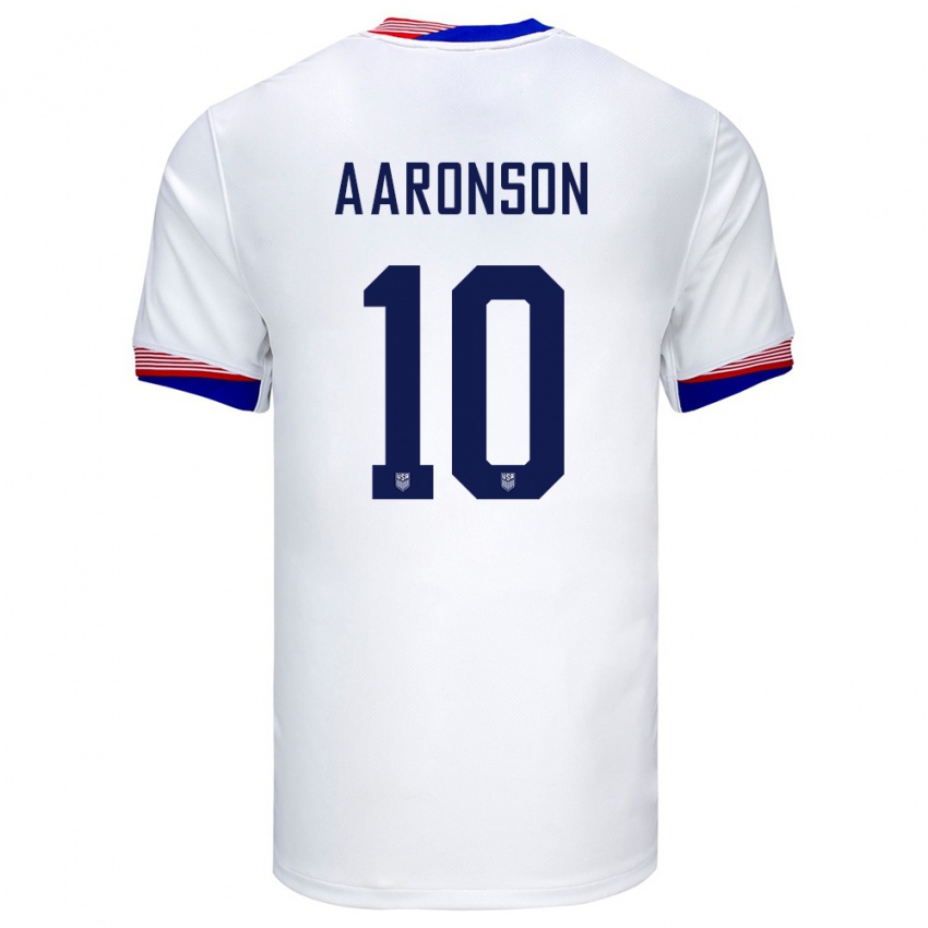 Kinder Vereinigte Staaten Paxten Aaronson #10 Weiß Heimtrikot Trikot 24-26 T-Shirt