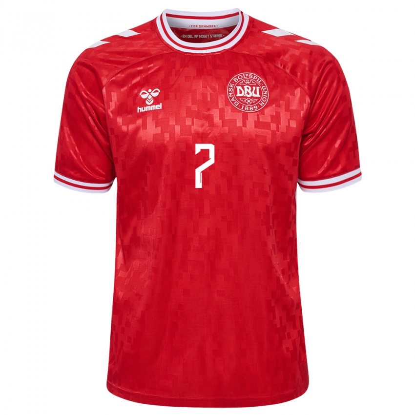 Kinder Dänemark Tobias Bech #7 Rot Heimtrikot Trikot 24-26 T-Shirt