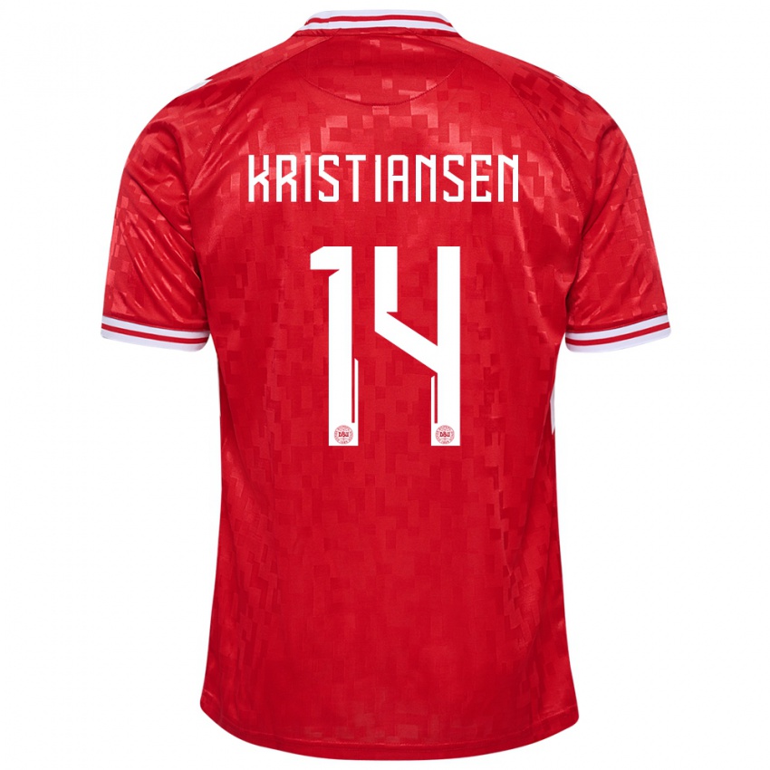 Kinder Dänemark Victor Kristiansen #14 Rot Heimtrikot Trikot 24-26 T-Shirt