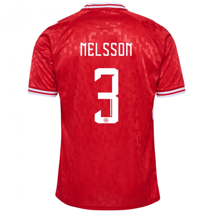 Kinder Dänemark Victor Nelsson #3 Rot Heimtrikot Trikot 24-26 T-Shirt