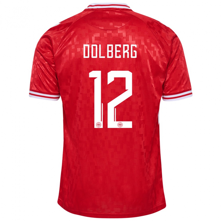 Kinder Dänemark Kasper Dolberg #12 Rot Heimtrikot Trikot 24-26 T-Shirt
