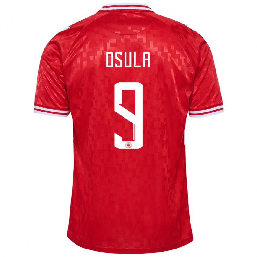 Kinder Dänemark William Osula #9 Rot Heimtrikot Trikot 24-26 T-Shirt