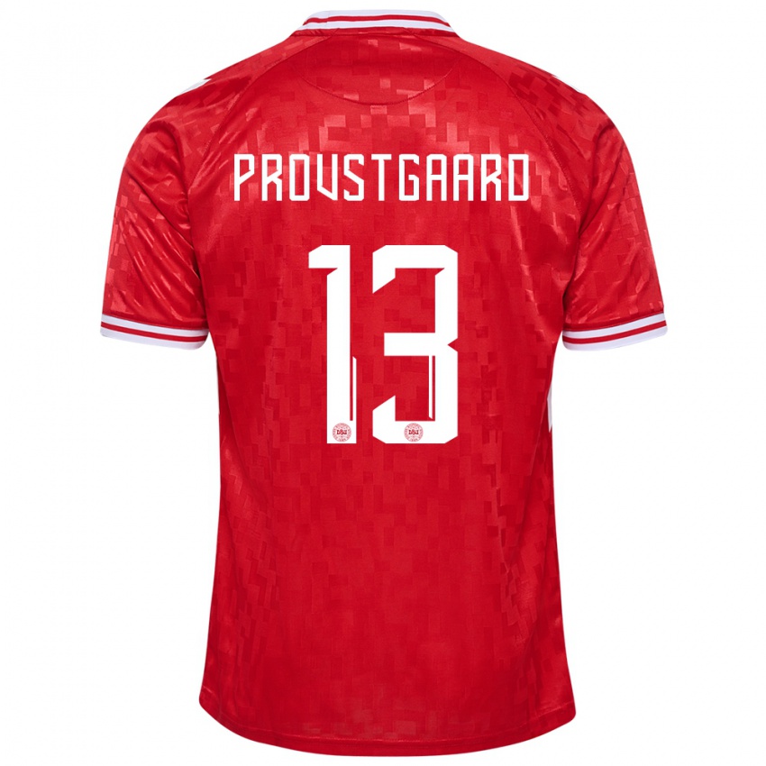 Kinder Dänemark Oliver Provstgaard #13 Rot Heimtrikot Trikot 24-26 T-Shirt
