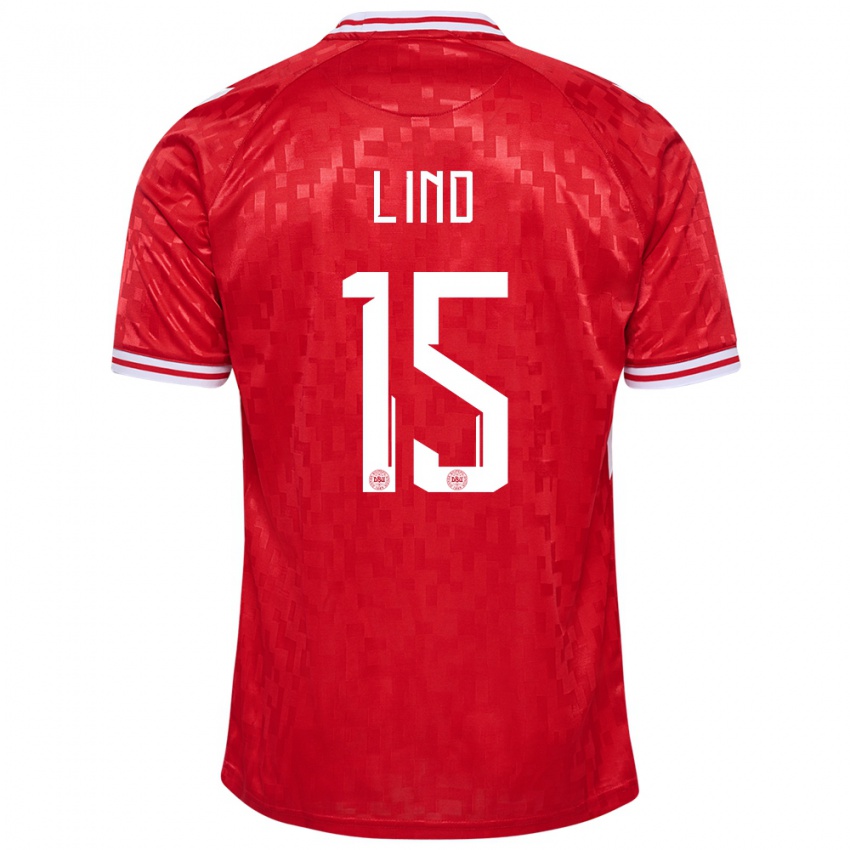 Kinder Dänemark Victor Lind #15 Rot Heimtrikot Trikot 24-26 T-Shirt