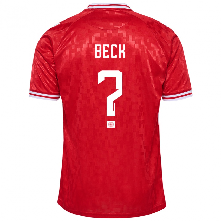 Kinder Dänemark Julius Beck #0 Rot Heimtrikot Trikot 24-26 T-Shirt