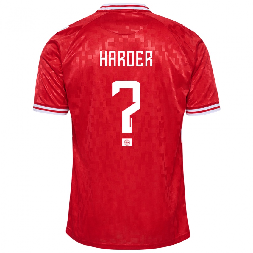 Kinder Dänemark Conrad Harder #0 Rot Heimtrikot Trikot 24-26 T-Shirt