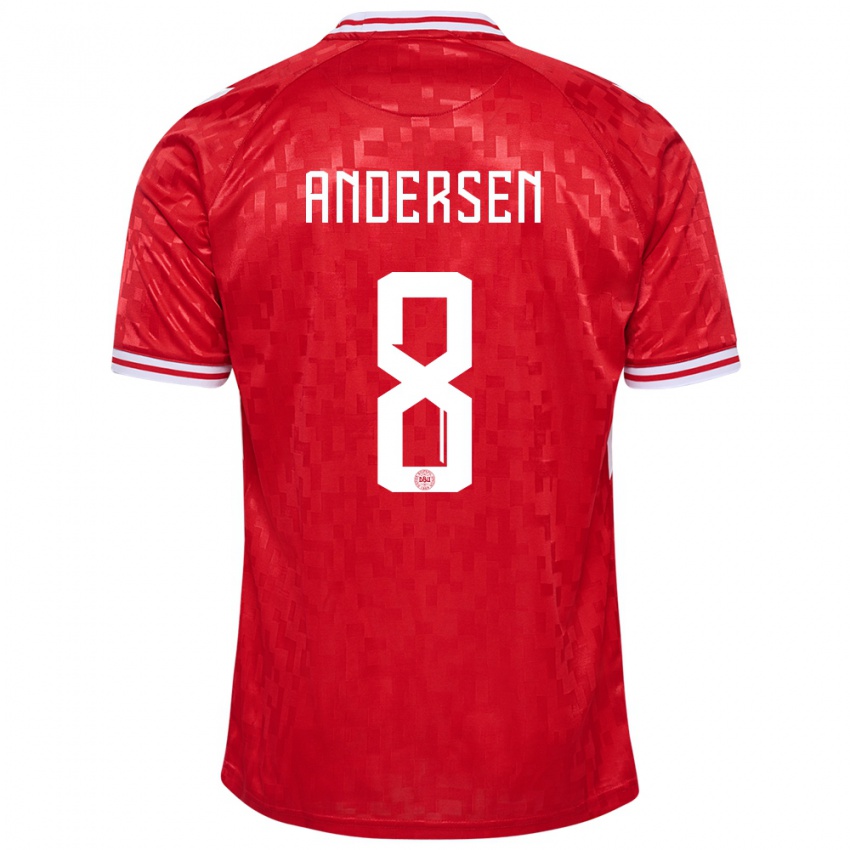 Kinder Dänemark Silas Andersen #8 Rot Heimtrikot Trikot 24-26 T-Shirt