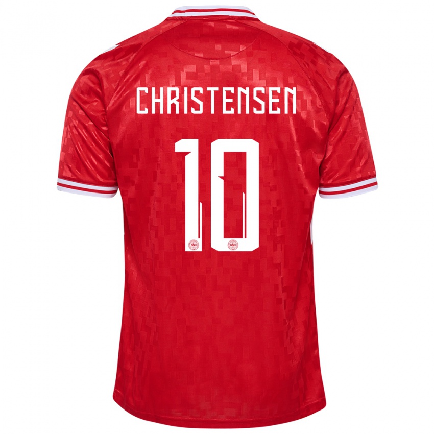 Kinder Dänemark Gustav Christensen #10 Rot Heimtrikot Trikot 24-26 T-Shirt