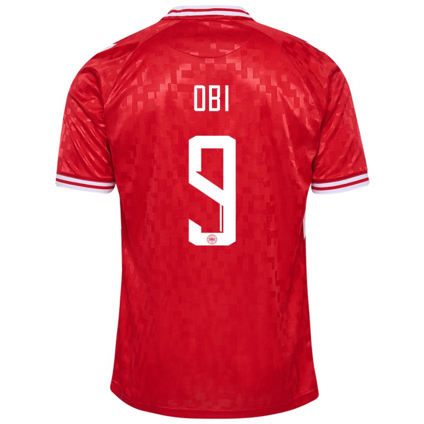 Kinder Dänemark Chido Obi #9 Rot Heimtrikot Trikot 24-26 T-Shirt