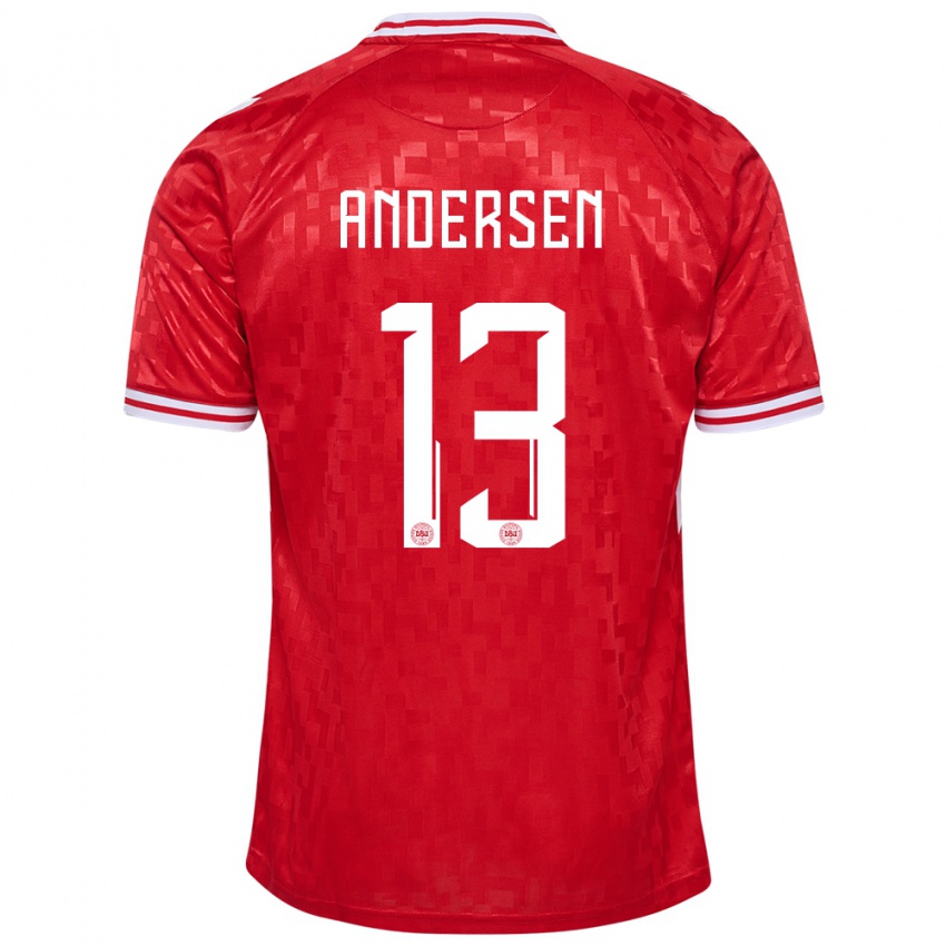 Kinder Dänemark Frej Andersen #13 Rot Heimtrikot Trikot 24-26 T-Shirt