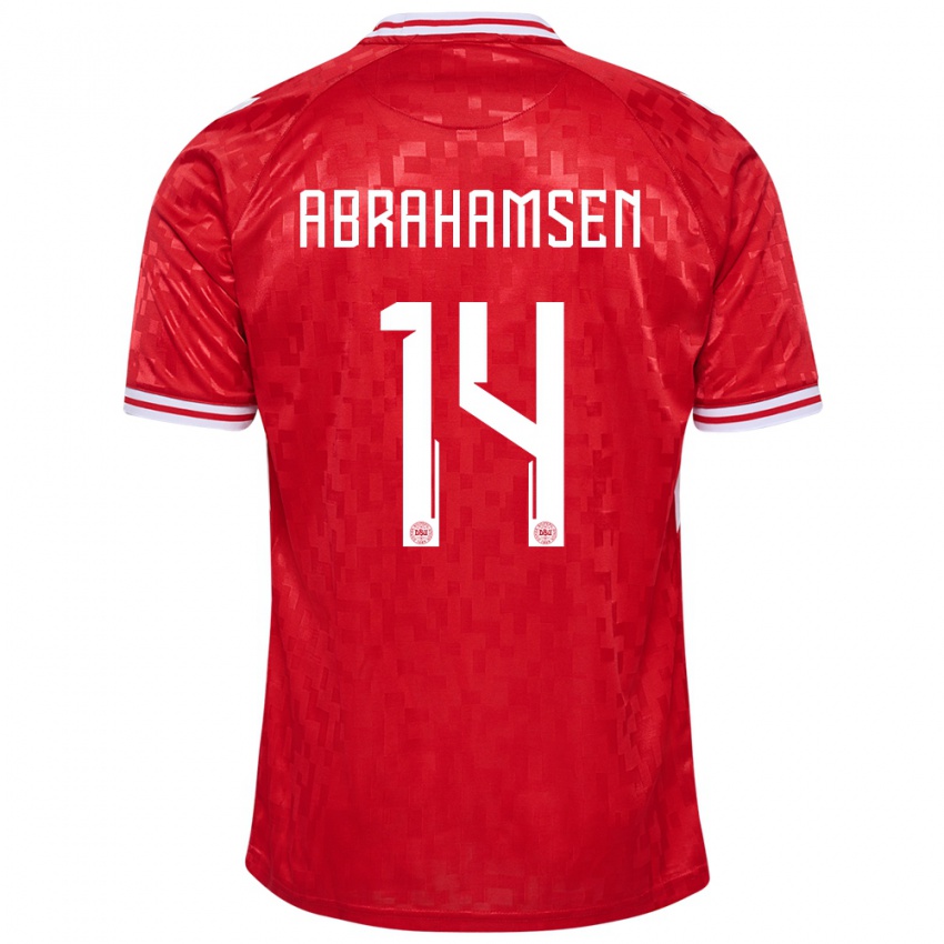 Kinder Dänemark Mads Abrahamsen #14 Rot Heimtrikot Trikot 24-26 T-Shirt