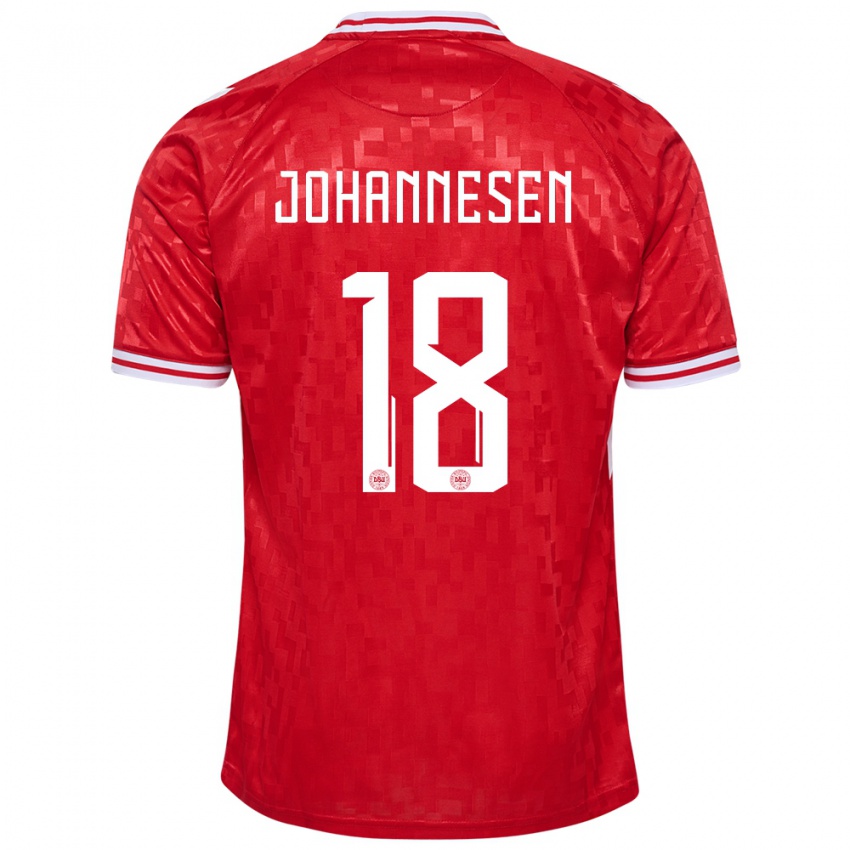 Kinder Dänemark Sofus Johannesen #18 Rot Heimtrikot Trikot 24-26 T-Shirt