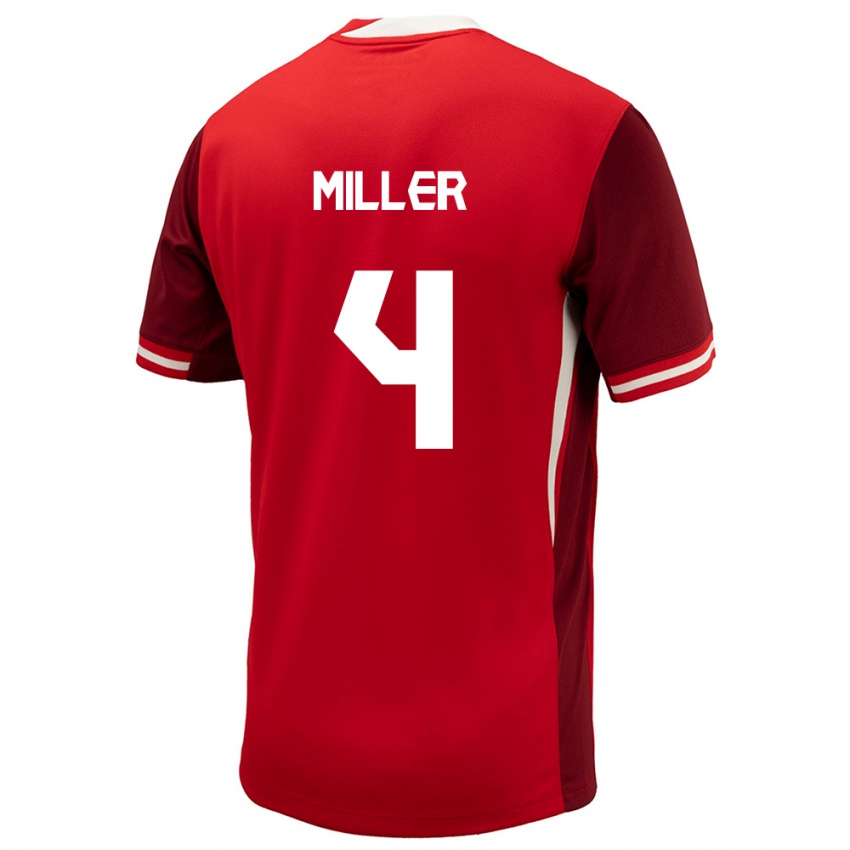 Kinder Kanada Kamal Miller #4 Rot Heimtrikot Trikot 24-26 T-Shirt