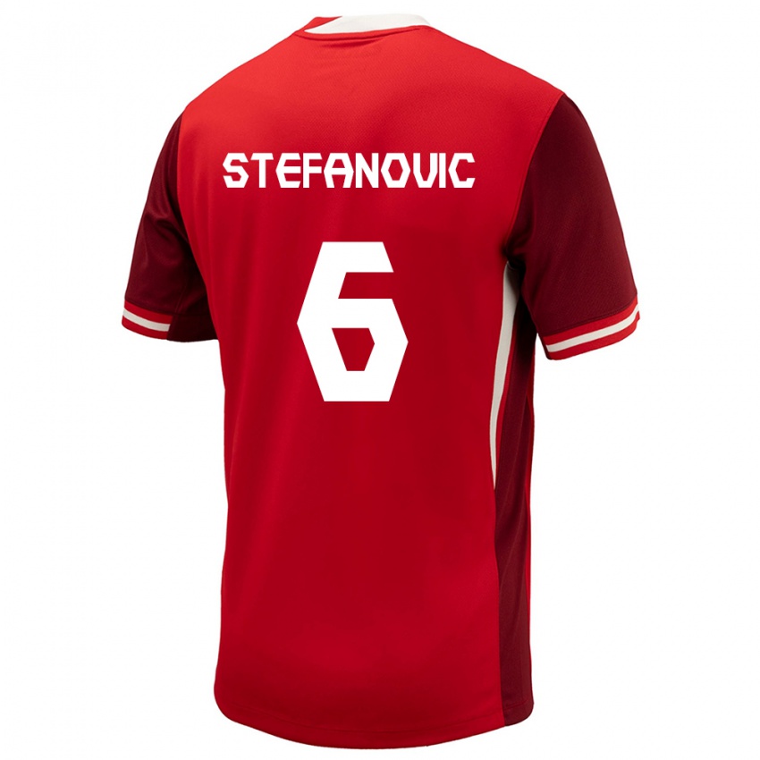 Kinder Kanada Lazar Stefanovic #6 Rot Heimtrikot Trikot 24-26 T-Shirt