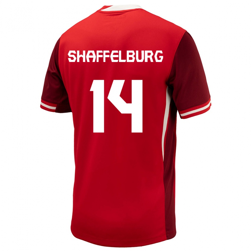Kinder Kanada Jacob Shaffelburg #14 Rot Heimtrikot Trikot 24-26 T-Shirt