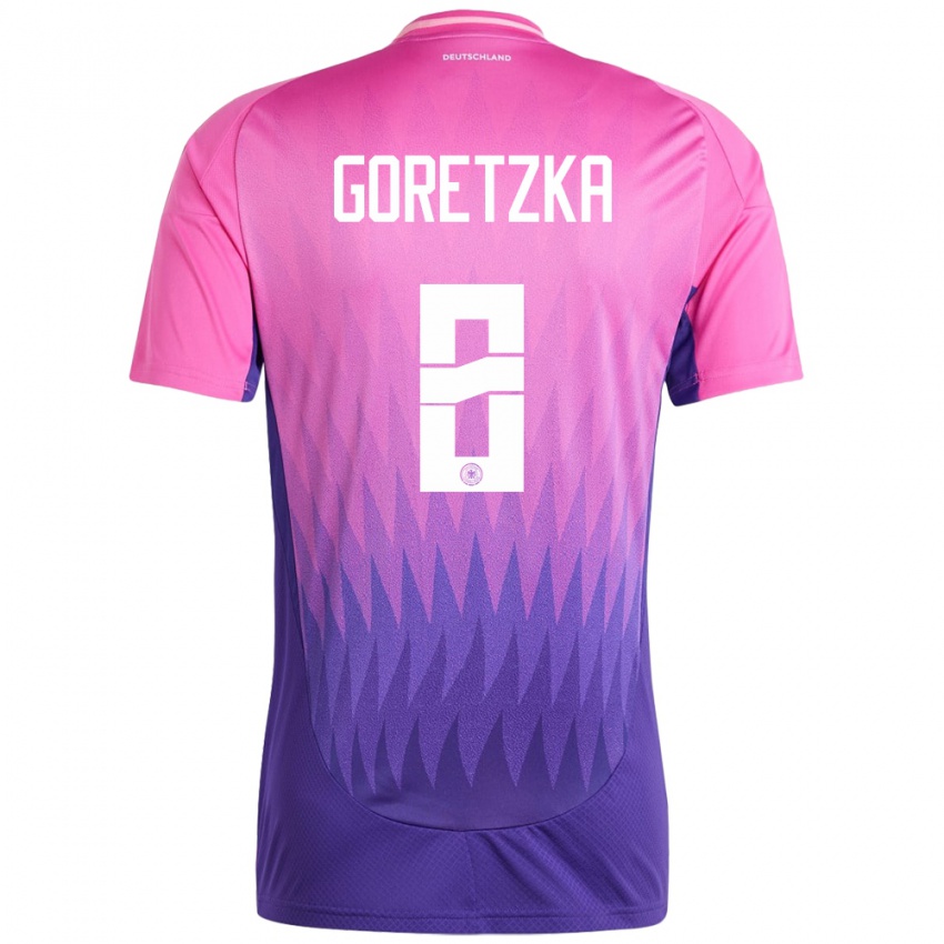 Kinder Deutschland Leon Goretzka #8 Pink Lila Auswärtstrikot Trikot 24-26 T-Shirt