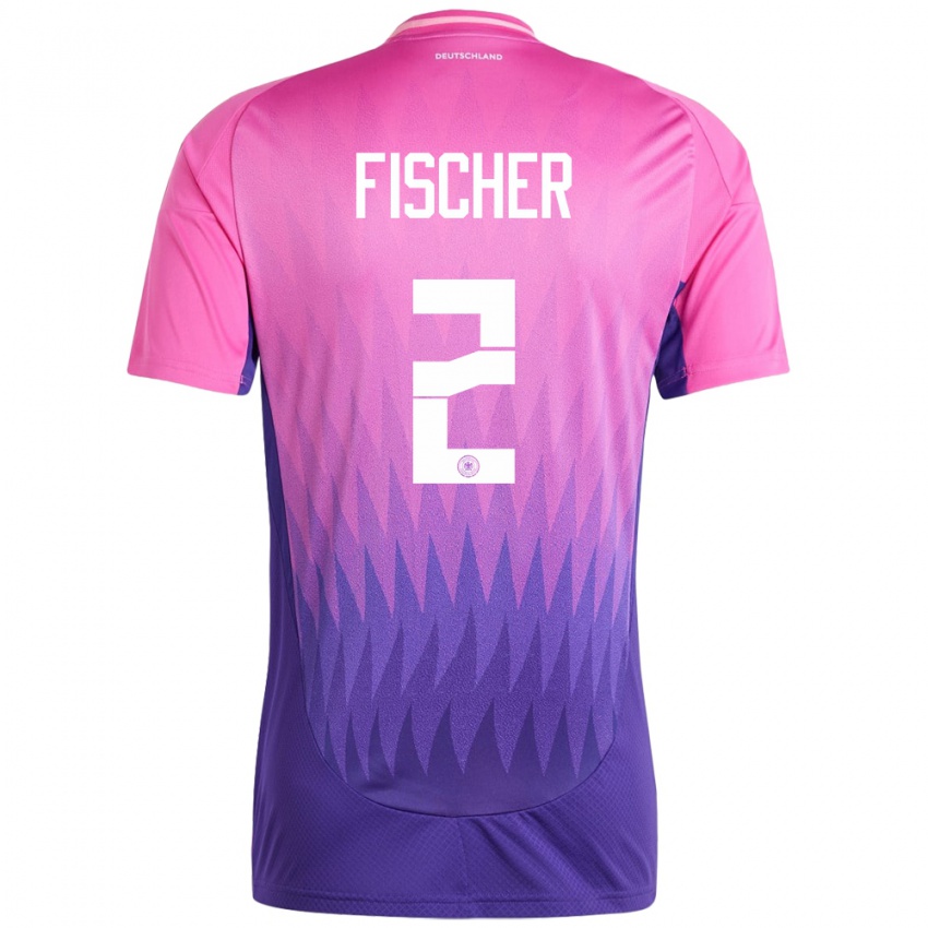 Kinder Deutschland Kilian Fischer #2 Pink Lila Auswärtstrikot Trikot 24-26 T-Shirt