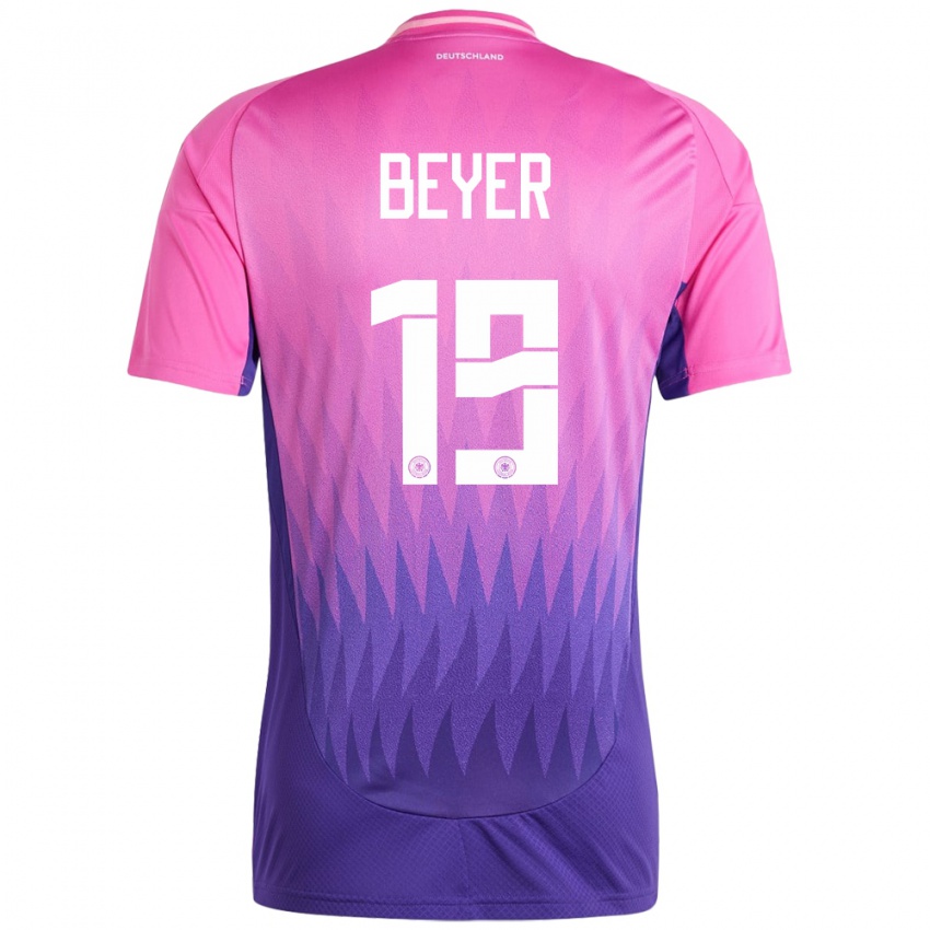 Kinder Deutschland Jordan Beyer #19 Pink Lila Auswärtstrikot Trikot 24-26 T-Shirt
