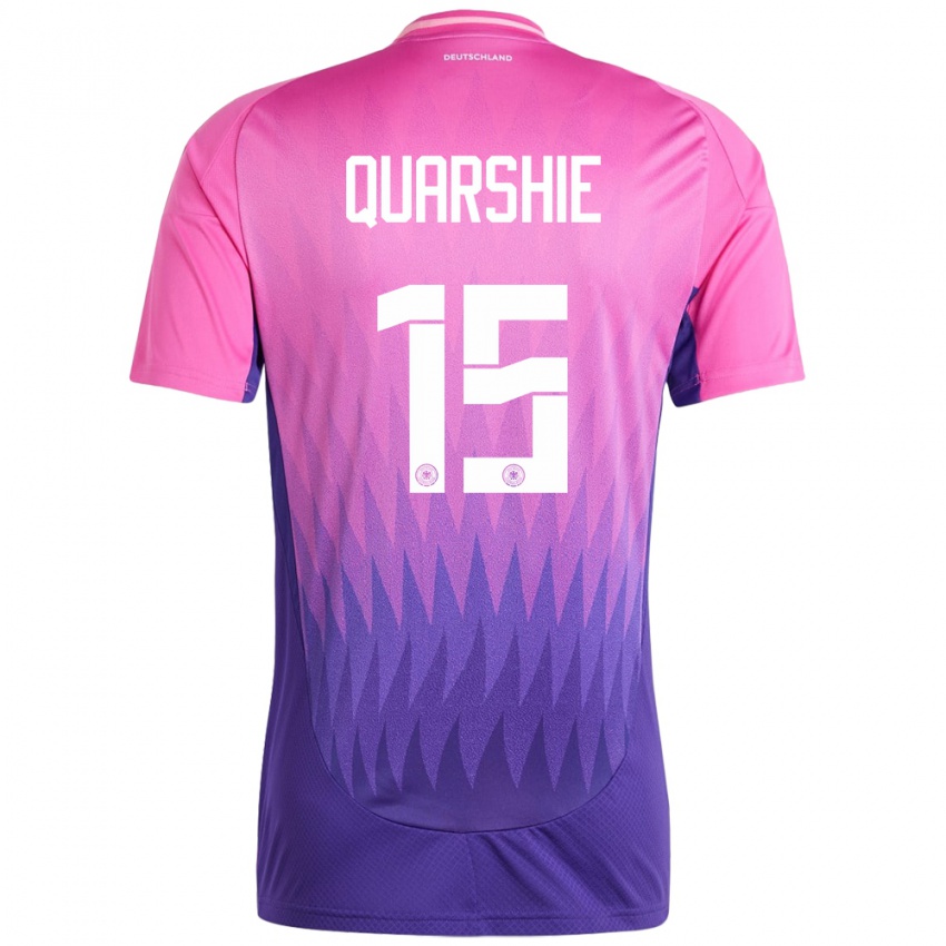 Kinder Deutschland Joshua Quarshie #15 Pink Lila Auswärtstrikot Trikot 24-26 T-Shirt