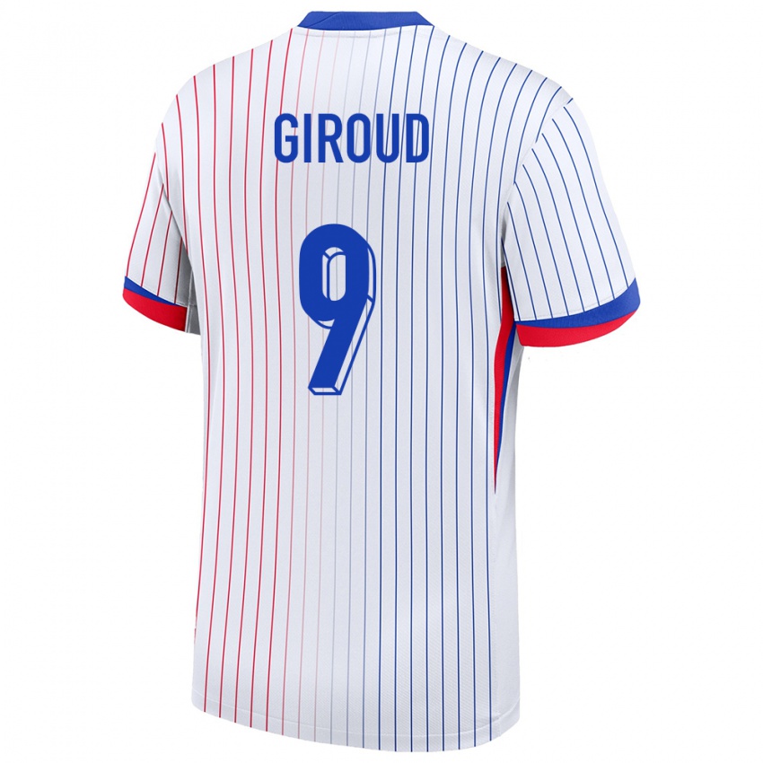 Kinder Frankreich Olivier Giroud #9 Weiß Auswärtstrikot Trikot 24-26 T-Shirt
