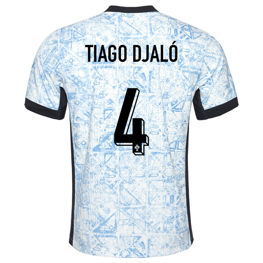 Kinder Portugal Tiago Djalo #4 Cremeblau Auswärtstrikot Trikot 24-26 T-Shirt