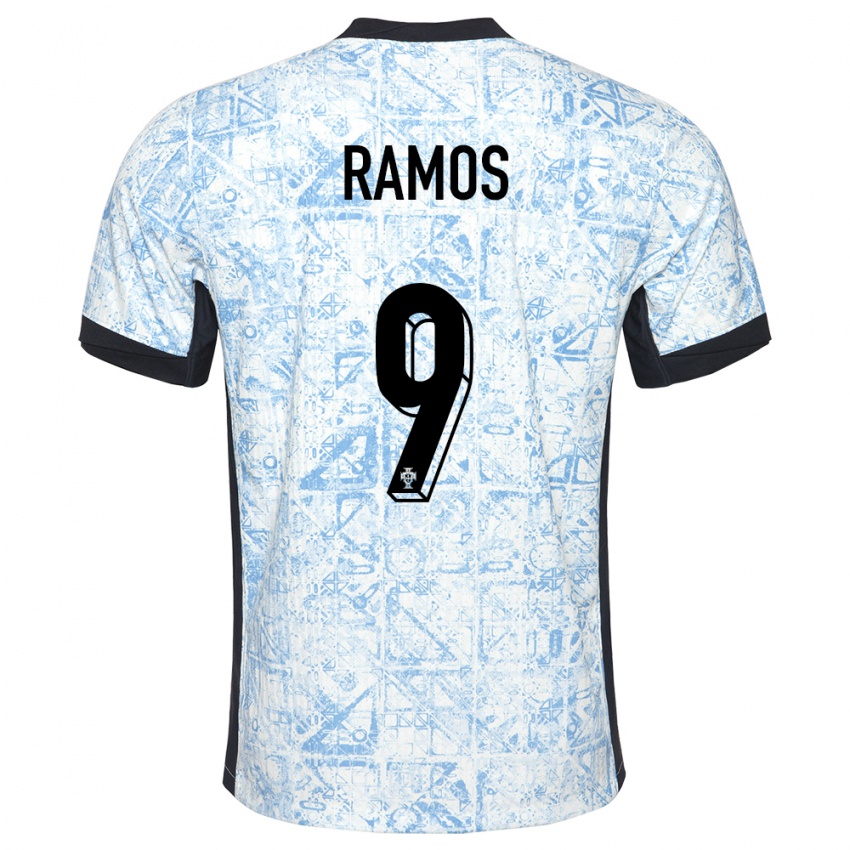 Kinder Portugal Goncalo Ramos #9 Cremeblau Auswärtstrikot Trikot 24-26 T-Shirt